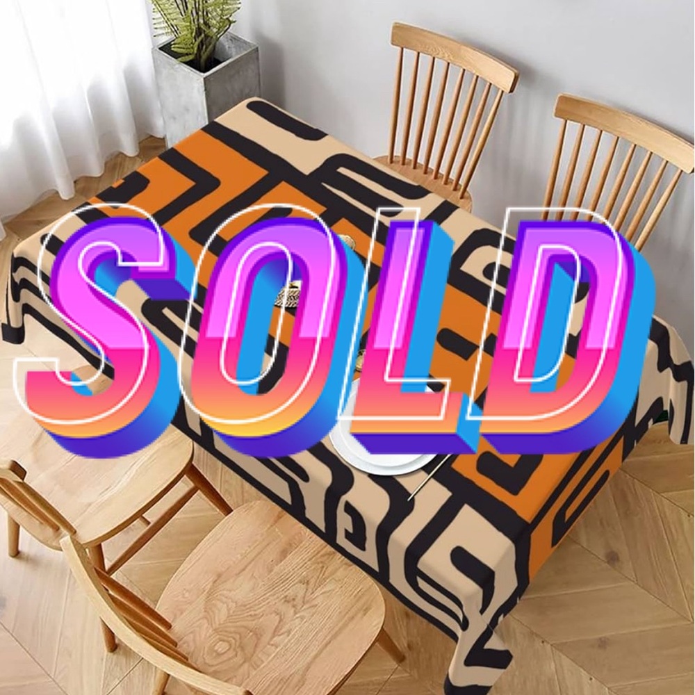 Geometric Black and Orange Tablecloth